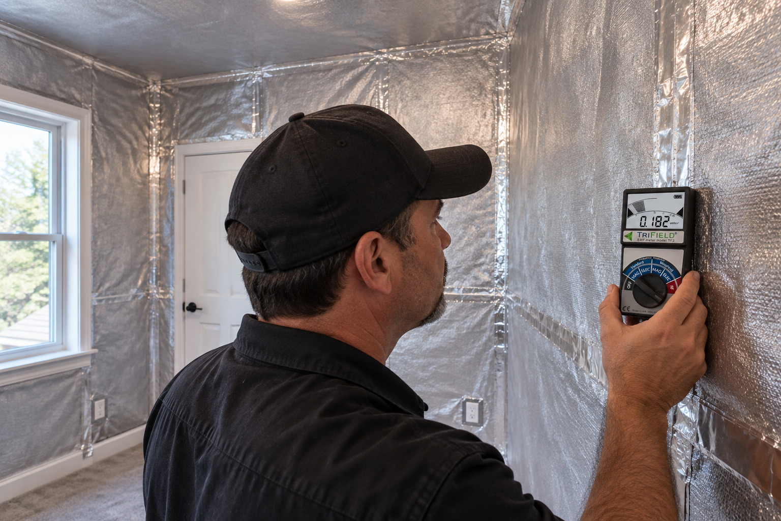 Testing a finished Faraday room with an EMF meter and a phone for signal loss